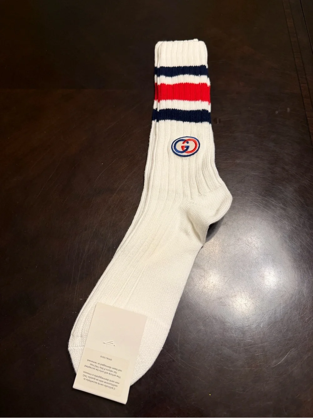 New Authentic Gucci GG Logo Socks White Size M
